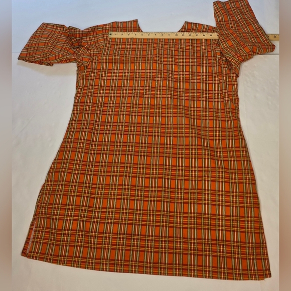 Vintage Handmade Orange Plaid Tunic/Top Lg - Picture 9 of 9